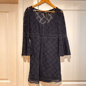 Laundry Retro Y2K Lace Babydoll Bell Sleeve Mini Dress Womens 8 Event Glam Party